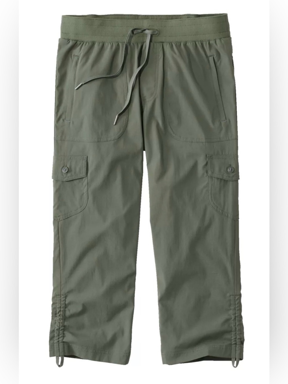 L.L. Bean Thyme Women's Vista Camp Pants, Cargo Capris with Drawstring L, 14/16